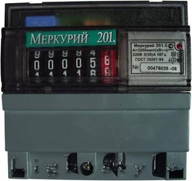 Счетчик электроэнергии Меркурий 201.5 220В однотарифный - Stroyshopper.ru